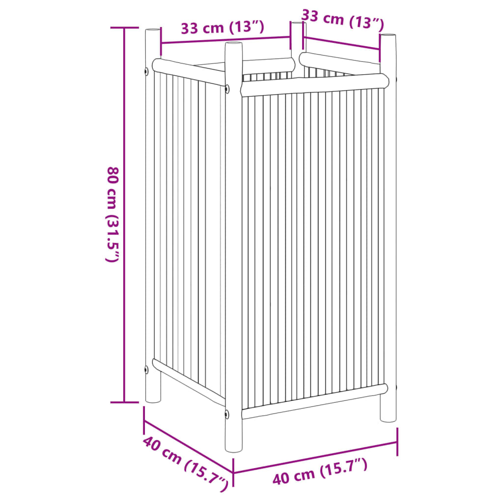 Plantenbak 40x40x80 cm bamboe