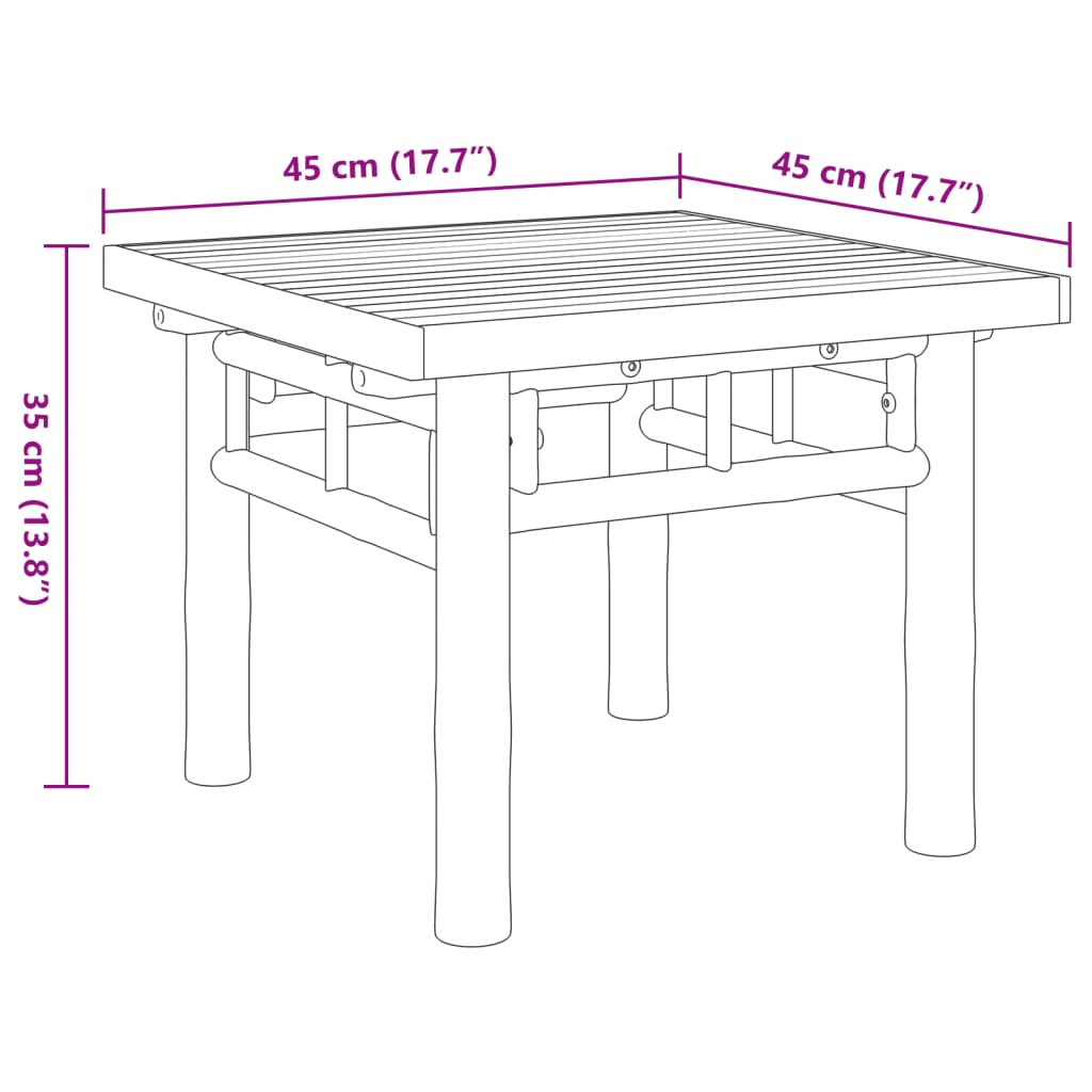 Salontafel 45x45x35 cm bamboe