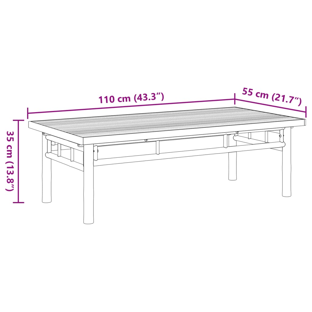 Salontafel 110x55x35 cm bamboe