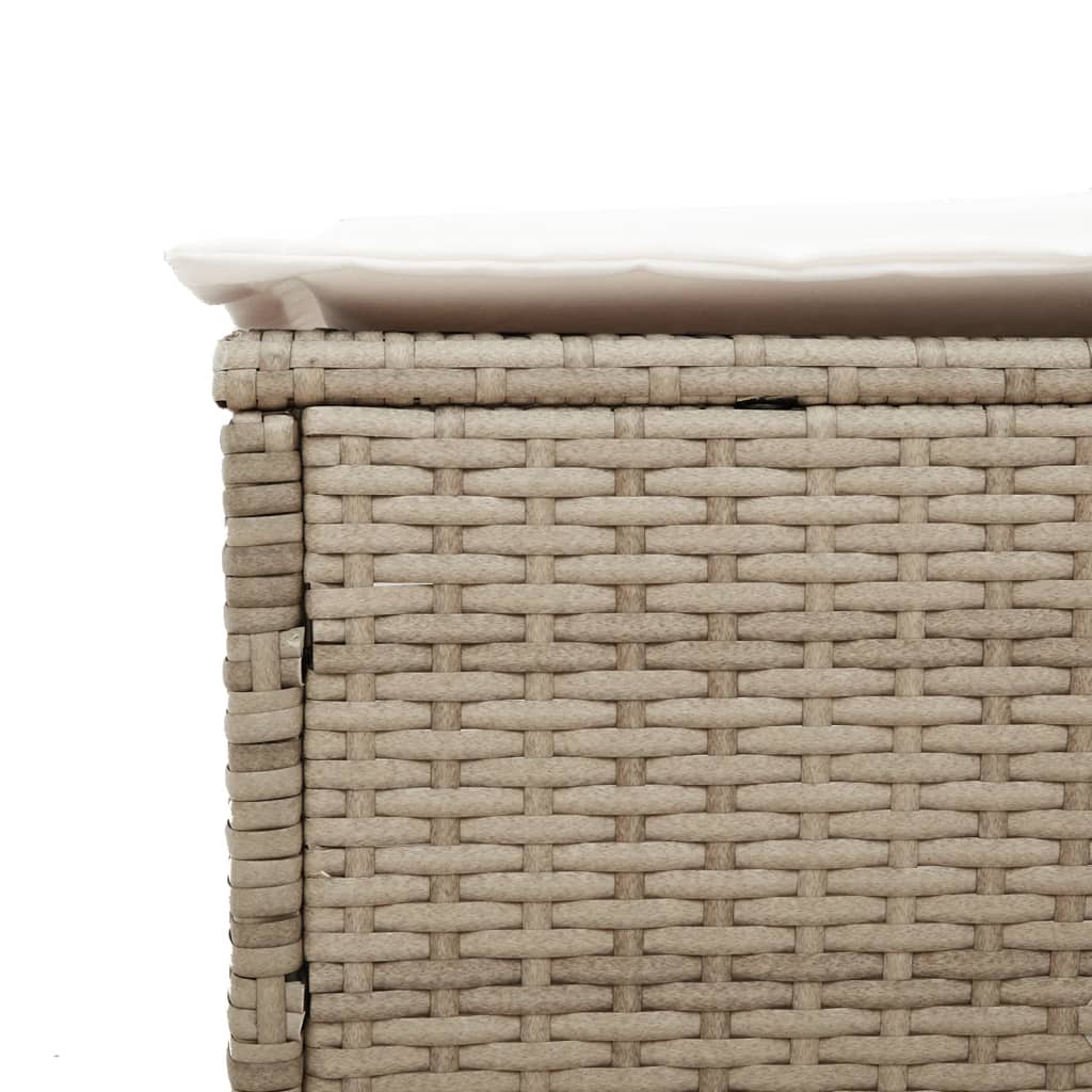 Ligstoelen 2 st met kussens poly rattan beige