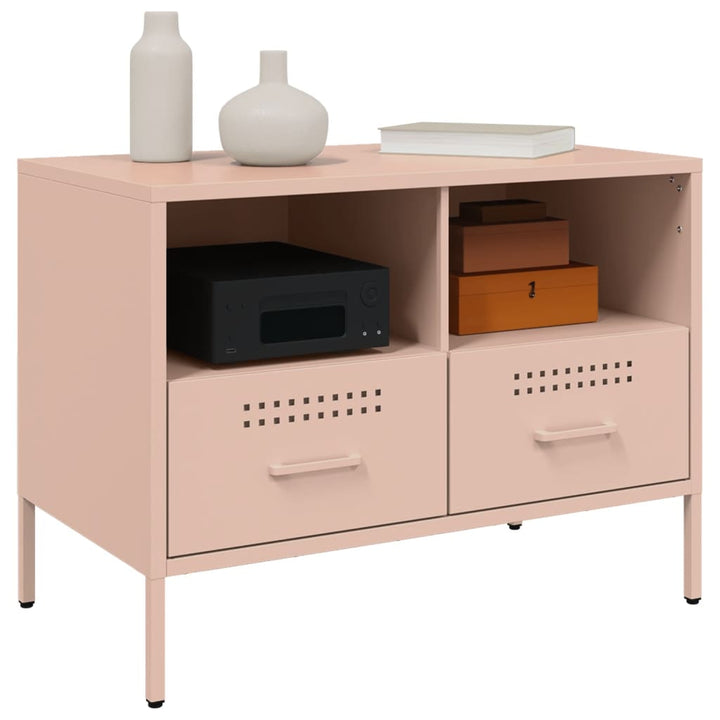 Tv-meubel 68x39x50,5 cm koudgewalst staal roze