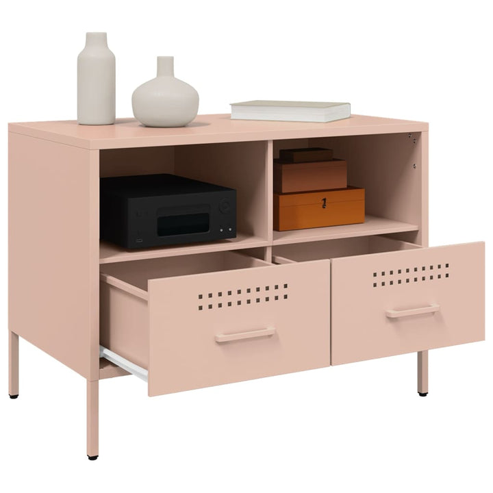 Tv-meubel 68x39x50,5 cm koudgewalst staal roze