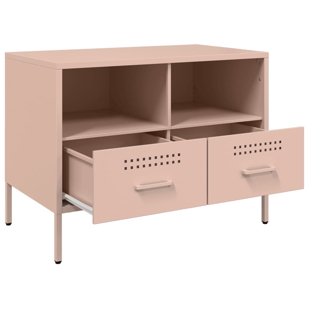 Tv-meubel 68x39x50,5 cm koudgewalst staal roze