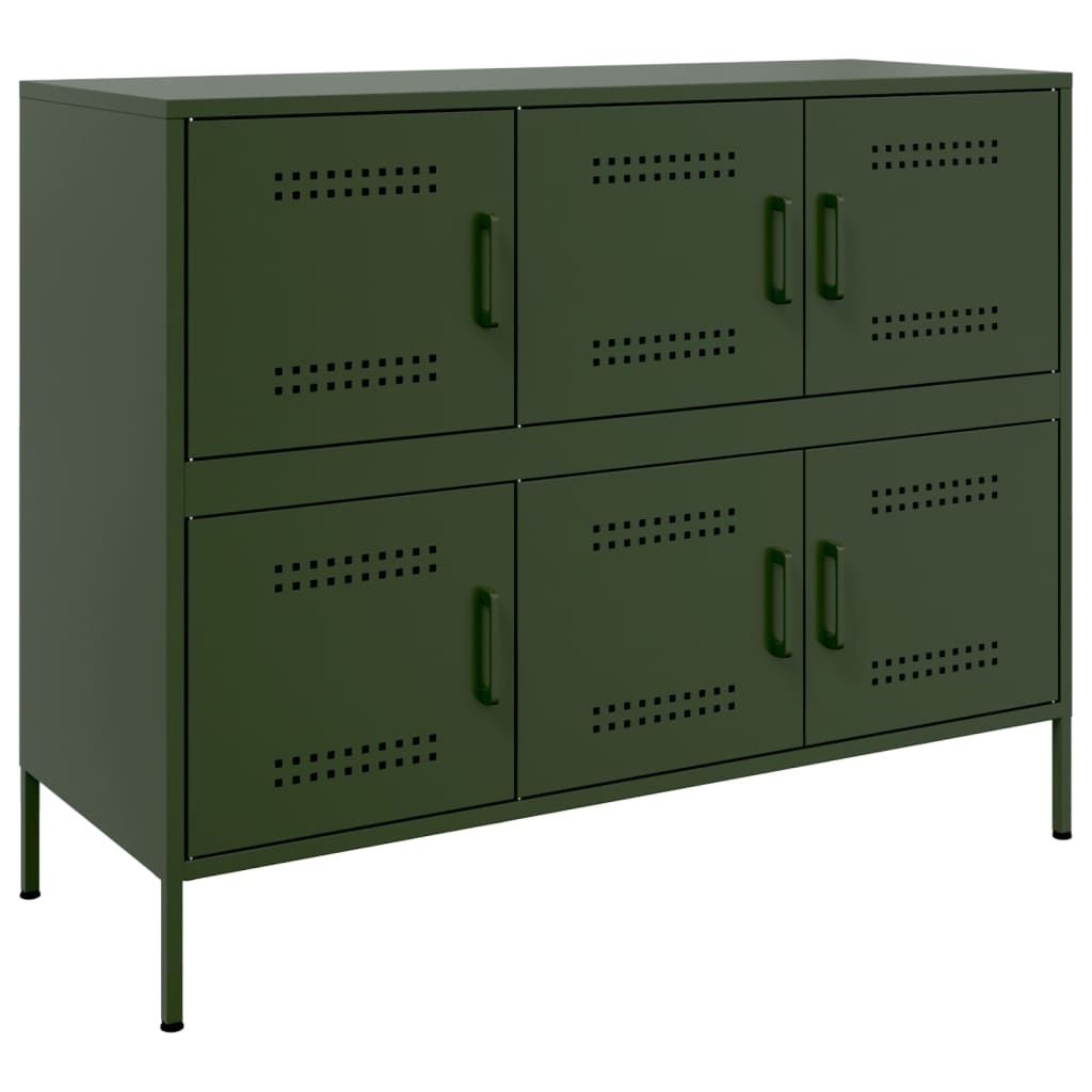 Dressoir 100,5x39x79 cm koudgewalst staal olijfgroen