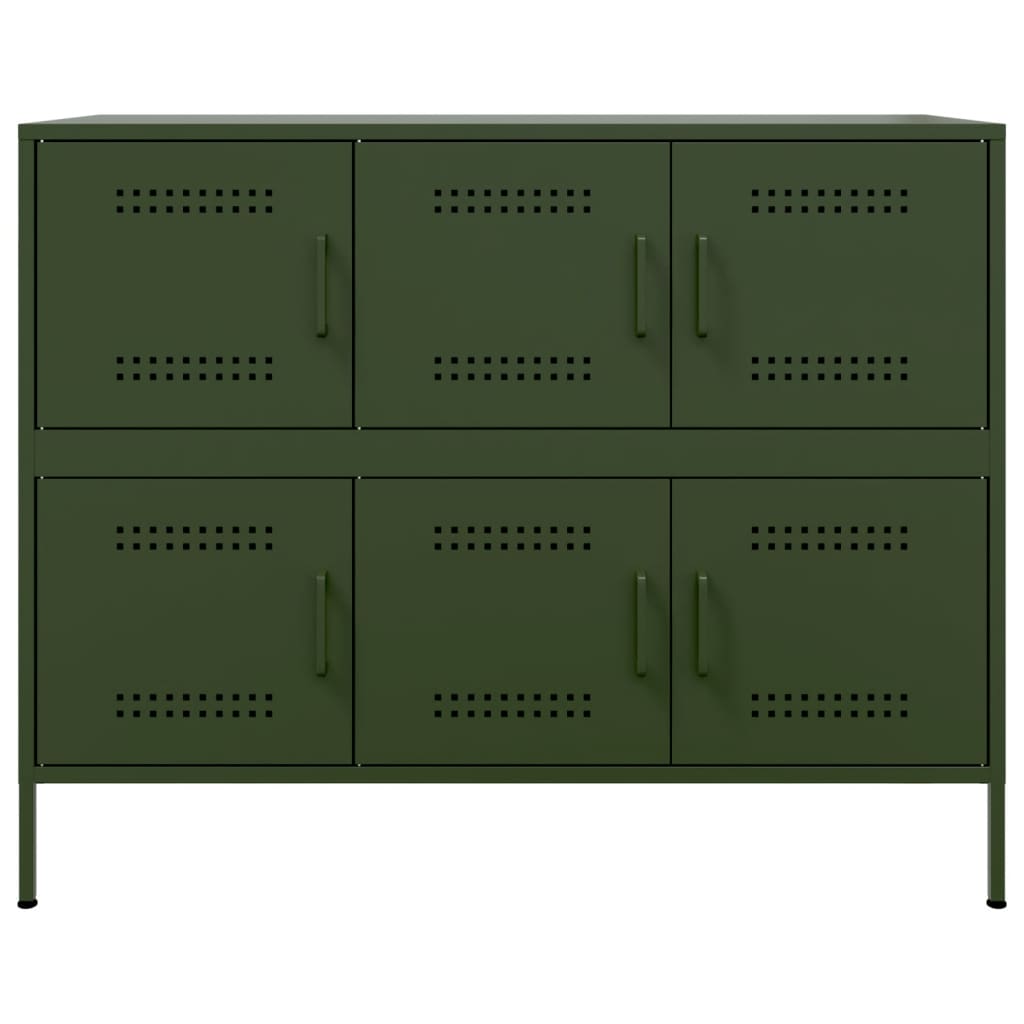 Dressoir 100,5x39x79 cm koudgewalst staal olijfgroen