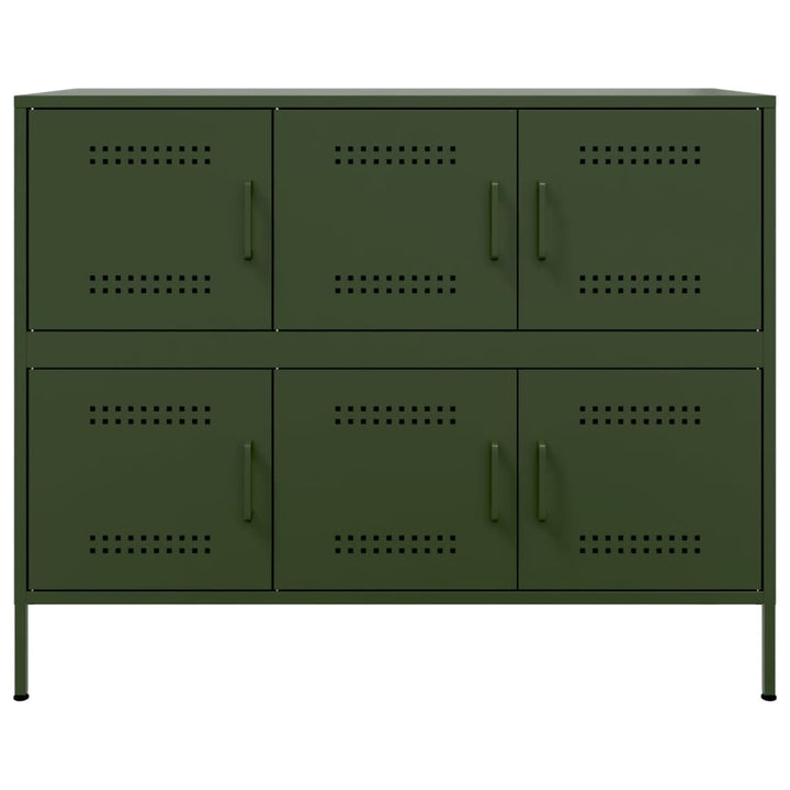 Dressoir 100,5x39x79 cm koudgewalst staal olijfgroen