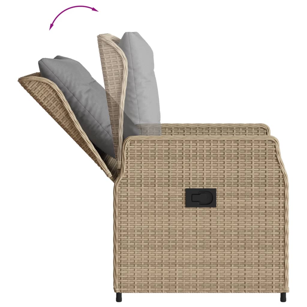 3-delige Bistroset met kussens poly rattan beige