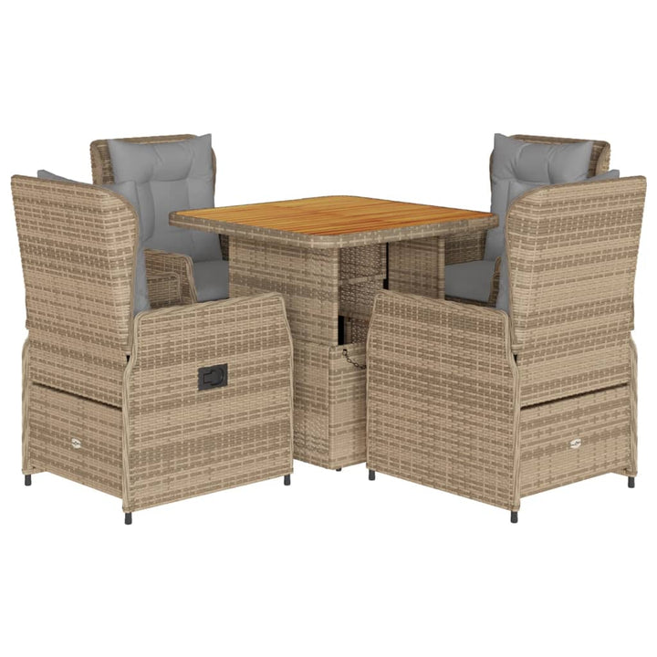 5-delige Tuinset met kussens poly rattan beige