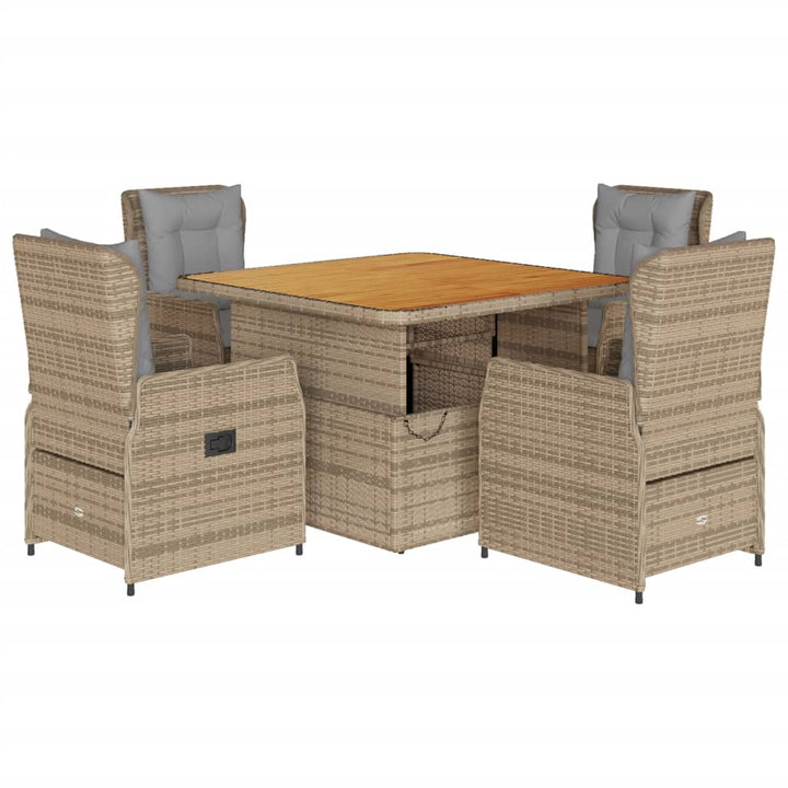 5-delige Tuinset met kussens poly rattan beige