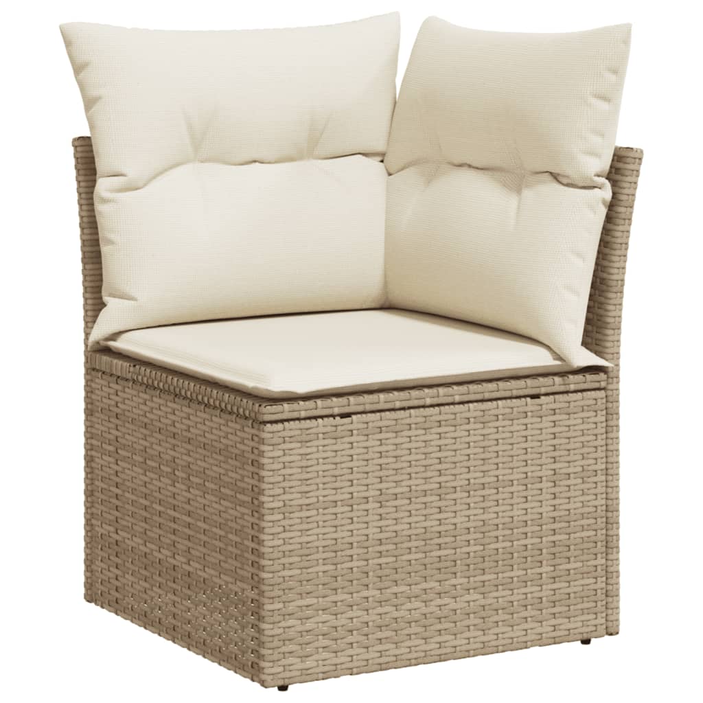 11-delige Tuinset met kussens poly rattan beige