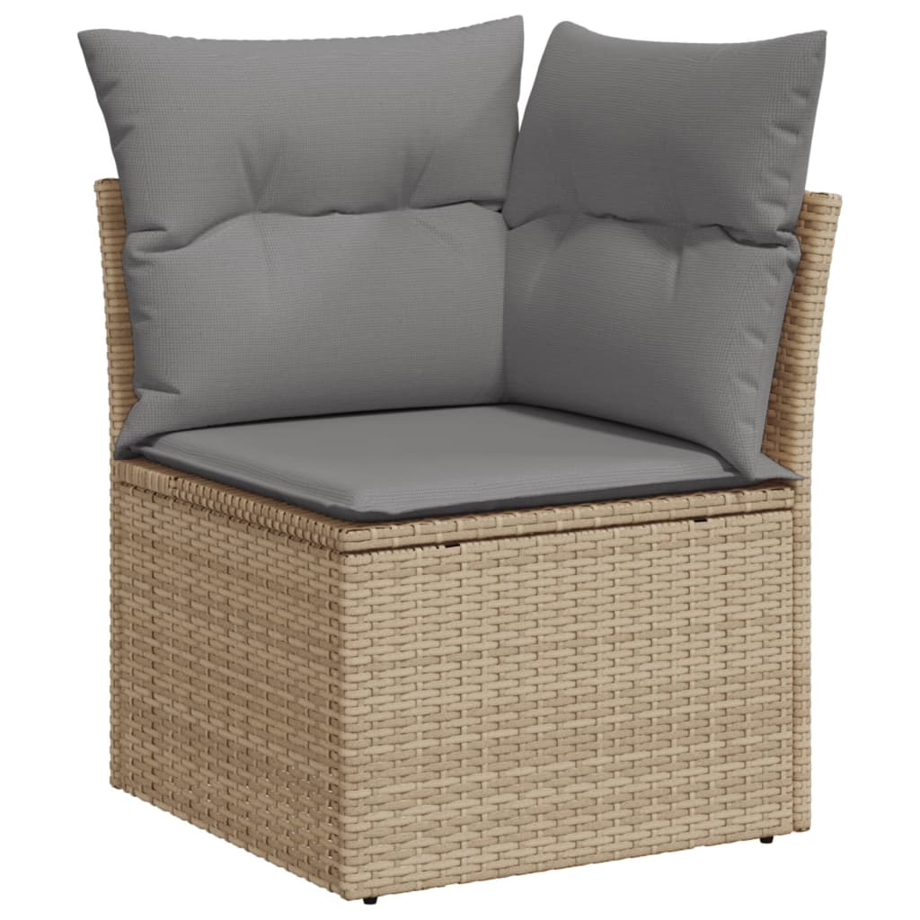 11-delige Tuinset met kussens poly rattan beige