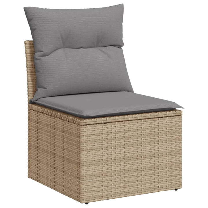 11-delige Tuinset met kussens poly rattan beige