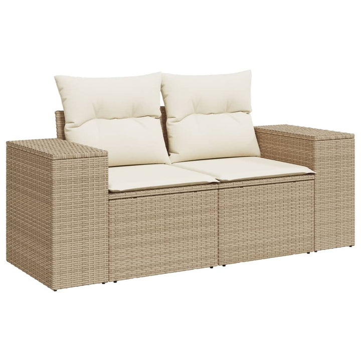 11-delige Tuinset met kussens poly rattan beige