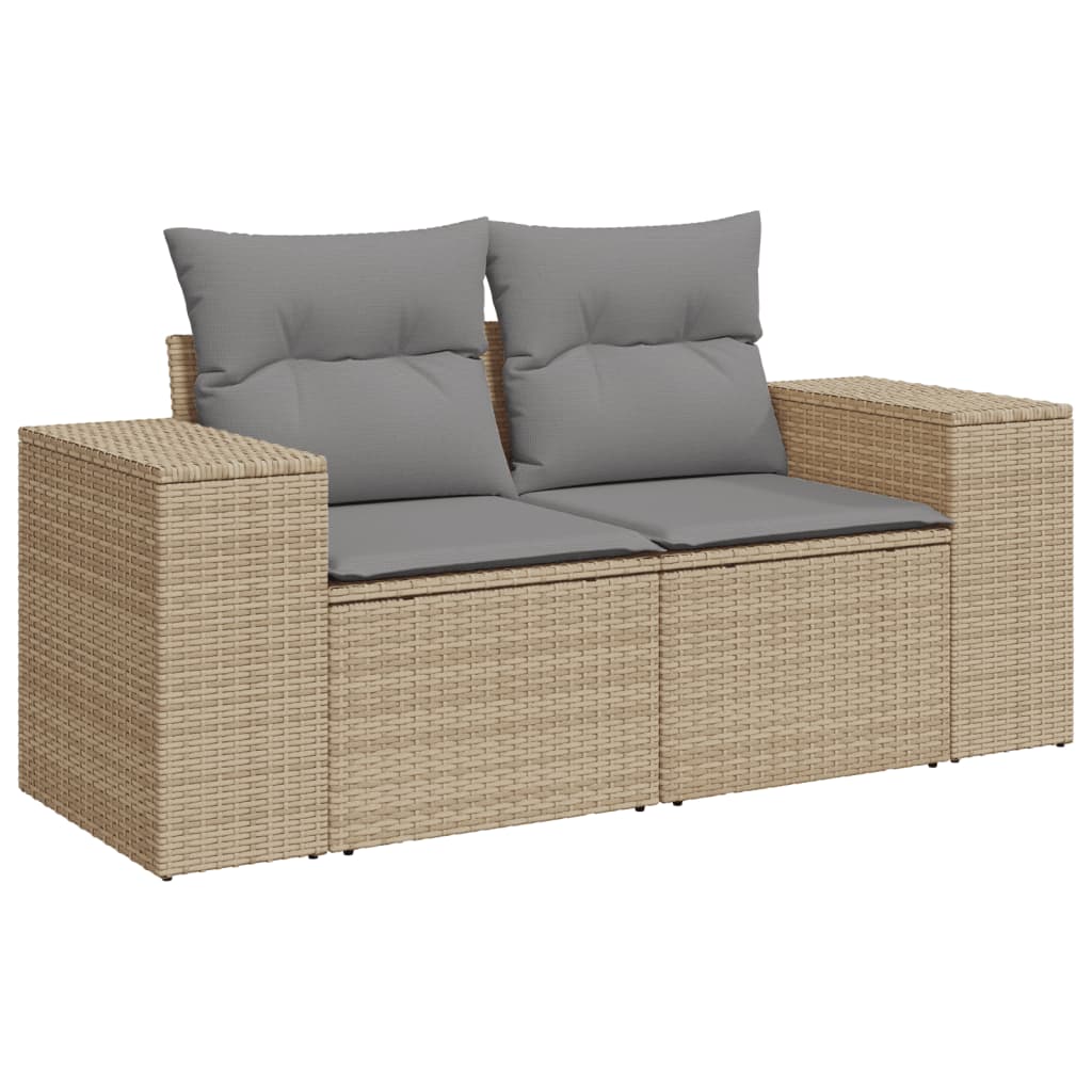 11-delige Tuinset met kussens poly rattan beige