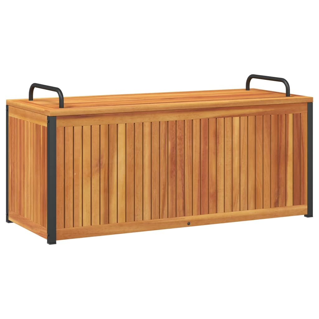 Kussenbox 110x45x42/53 cm massief acaciahout en staal