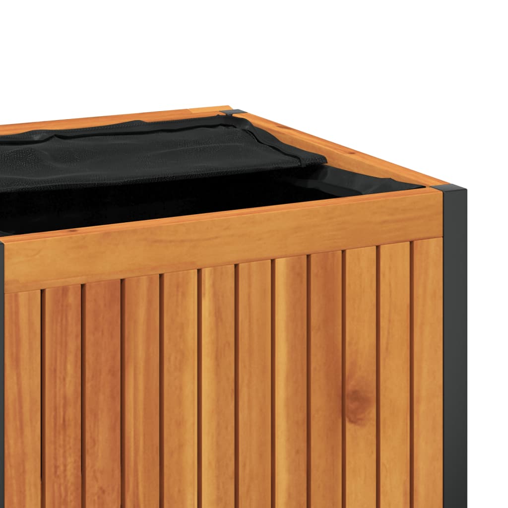 Kussenbox 110x45x42/53 cm massief acaciahout en staal