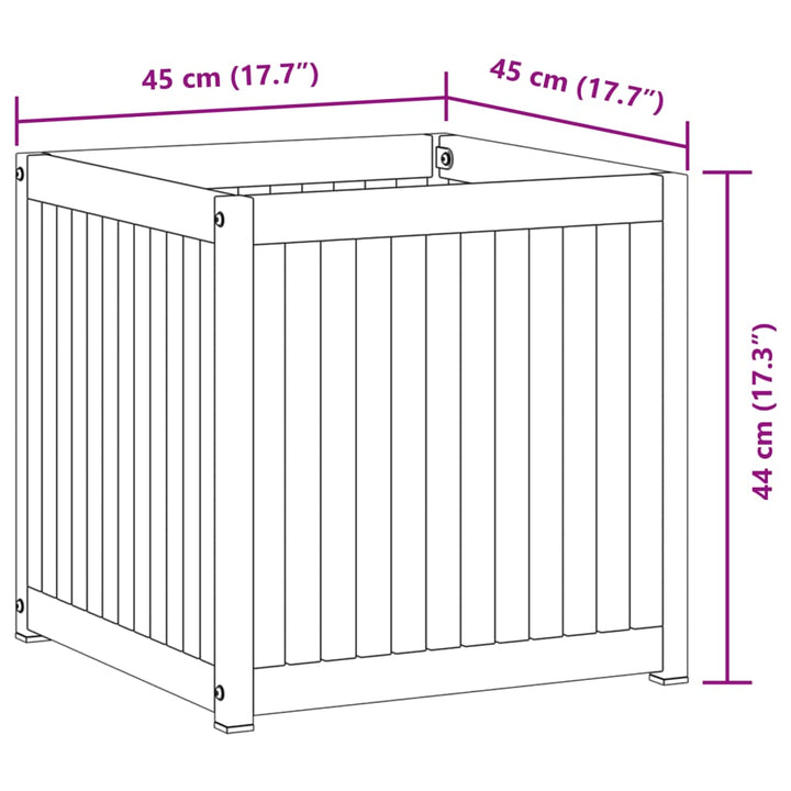 Plantenbak 45x45x44 cm massief acaciahout en staal