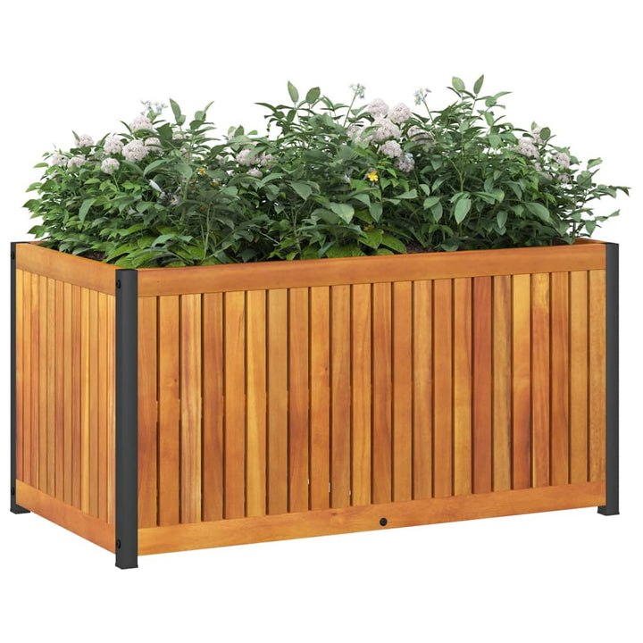 Plantenbak 85x45x44 cm massief acaciahout en staal