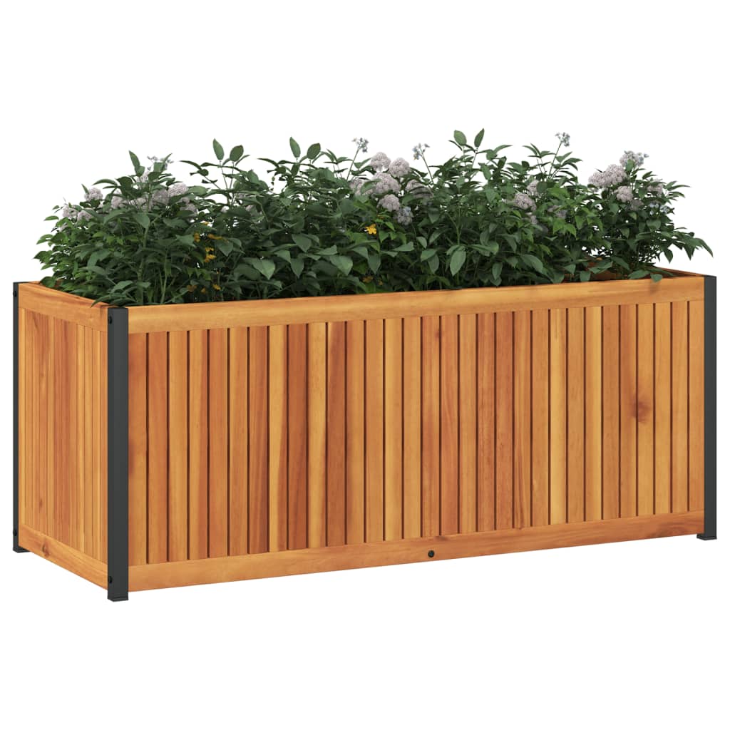 Plantenbak 110x45x44 cm massief acaciahout en staal