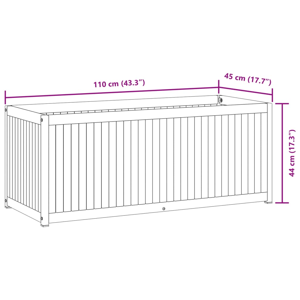 Plantenbak 110x45x44 cm massief acaciahout en staal