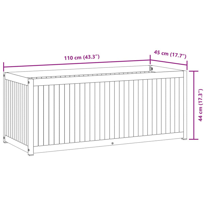 Plantenbak 110x45x44 cm massief acaciahout en staal