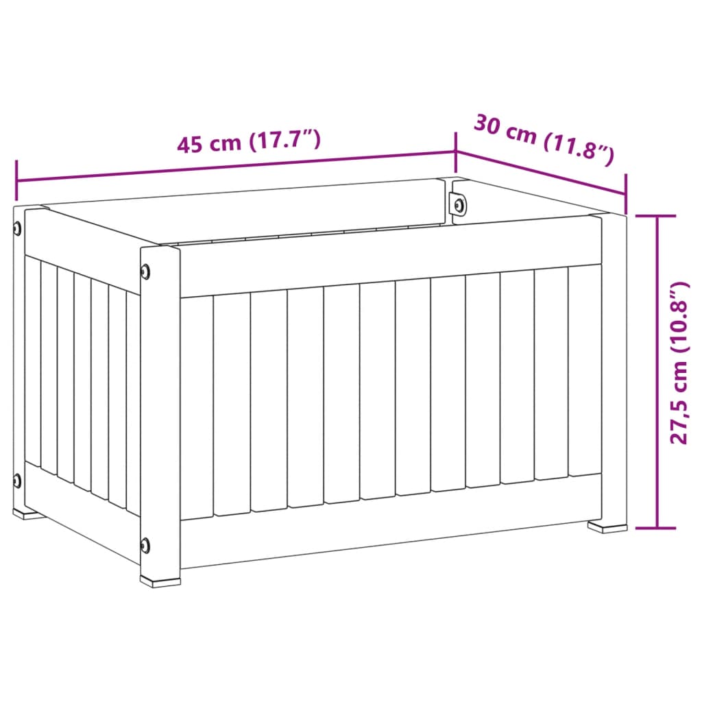 Plantenbak 45x30x27,5 cm massief acaciahout en staal