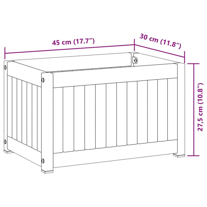 Plantenbak 45x30x27,5 cm massief acaciahout en staal