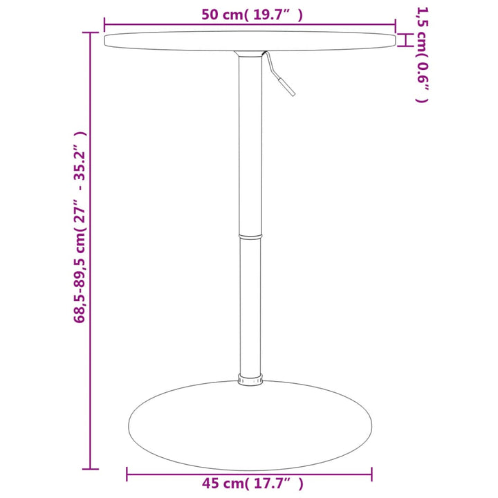 Bartafel ø˜ 50x89,5 cm massief eikenhout lichtbruin