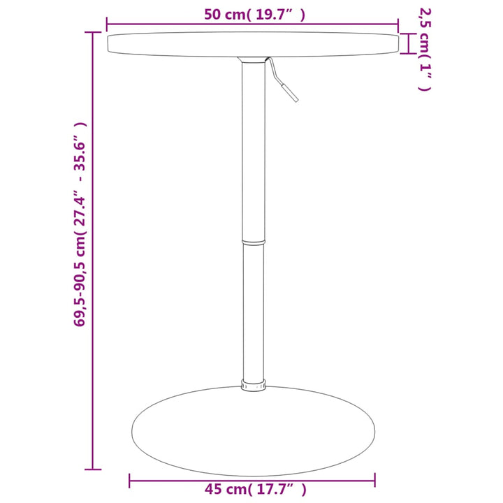 Bartafel ø˜ 50x90,5 cm massief beukenhout