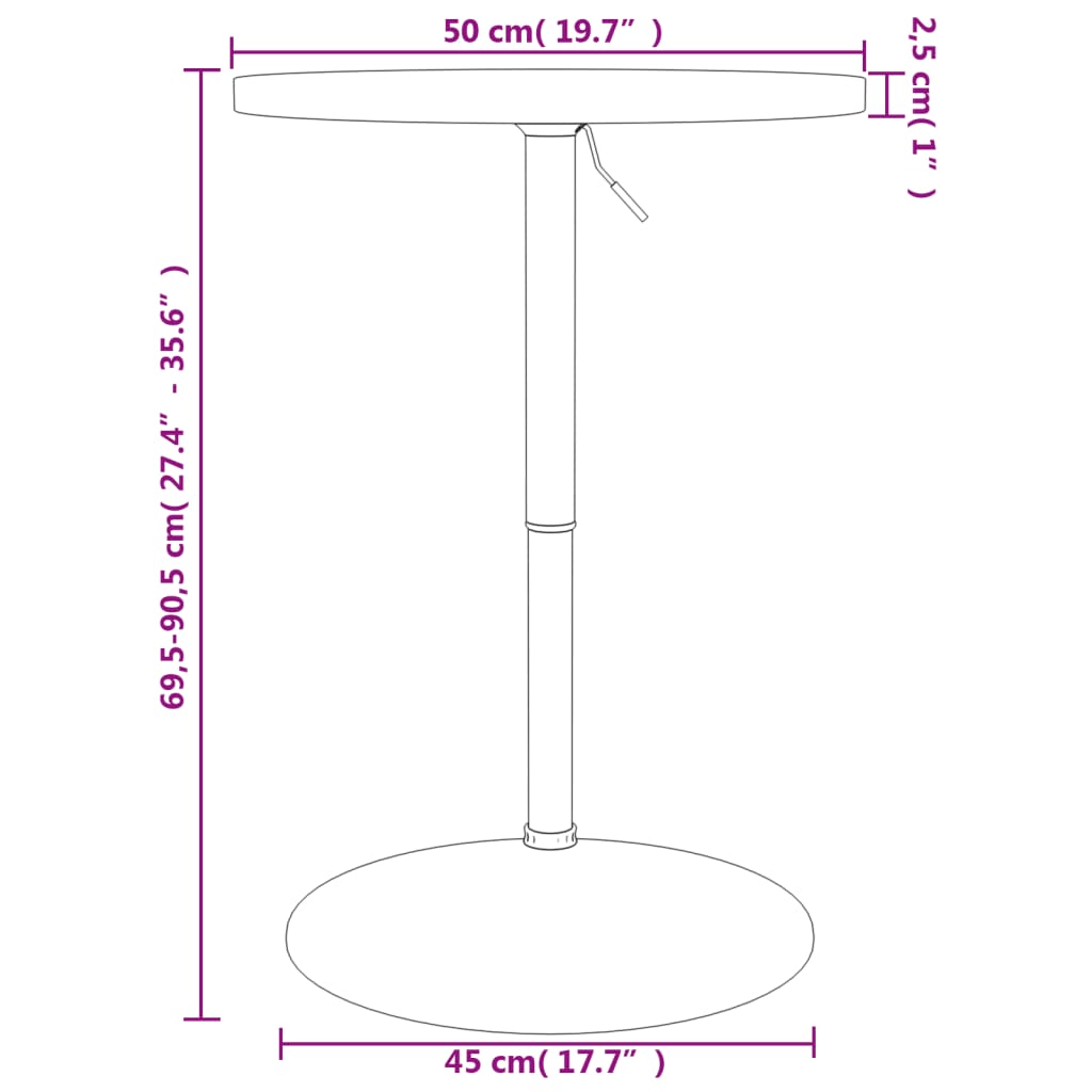 Bartafel ø 50x90,5 cm massief beukenhout