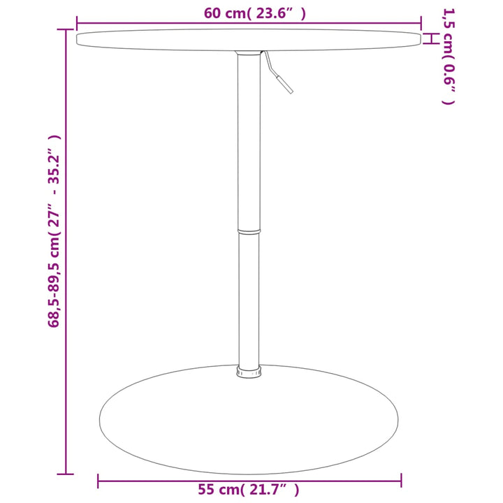 Bartafel ø 60x89,5 cm massief beukenhout