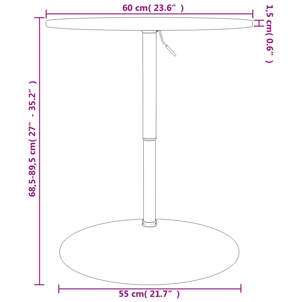 Bartafel ø˜ 60x89,5 cm massief eikenhout lichtbruin