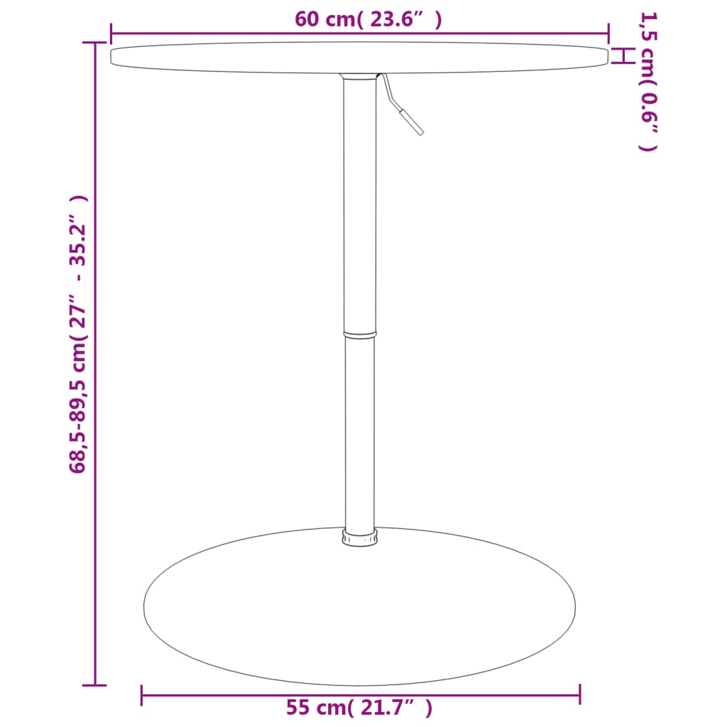 Bartafel ø˜ 60x89,5 cm massief eikenhout donkerbruin