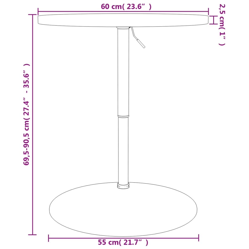 Bartafel ø 60x90,5 cm massief beukenhout