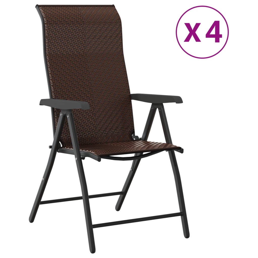 Tuinstoelen 4 st inklapbaar poly rattan bruin