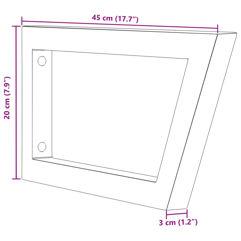 Wandbeugels voor wasbak 2 st trapezium staal wit