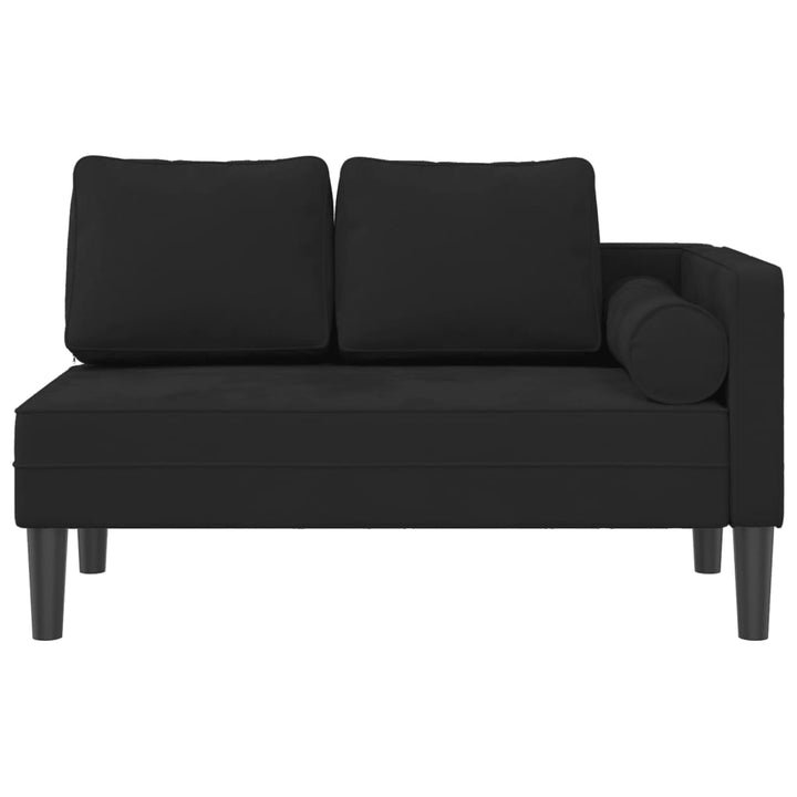 Chaise longue met kussens fluweel zwart