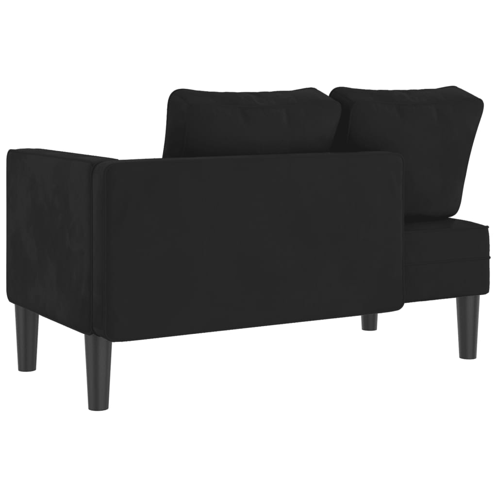 Chaise longue met kussens fluweel zwart