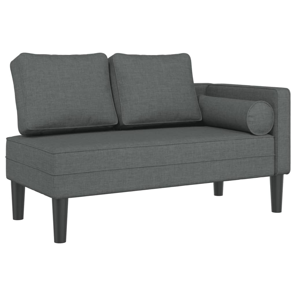 Chaise longue met kussens stof donkergrijs