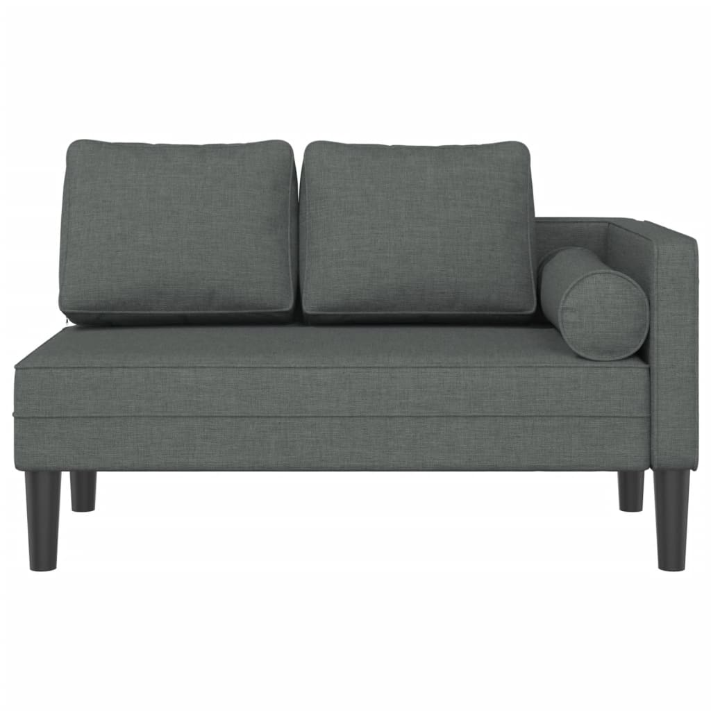 Chaise longue met kussens stof donkergrijs