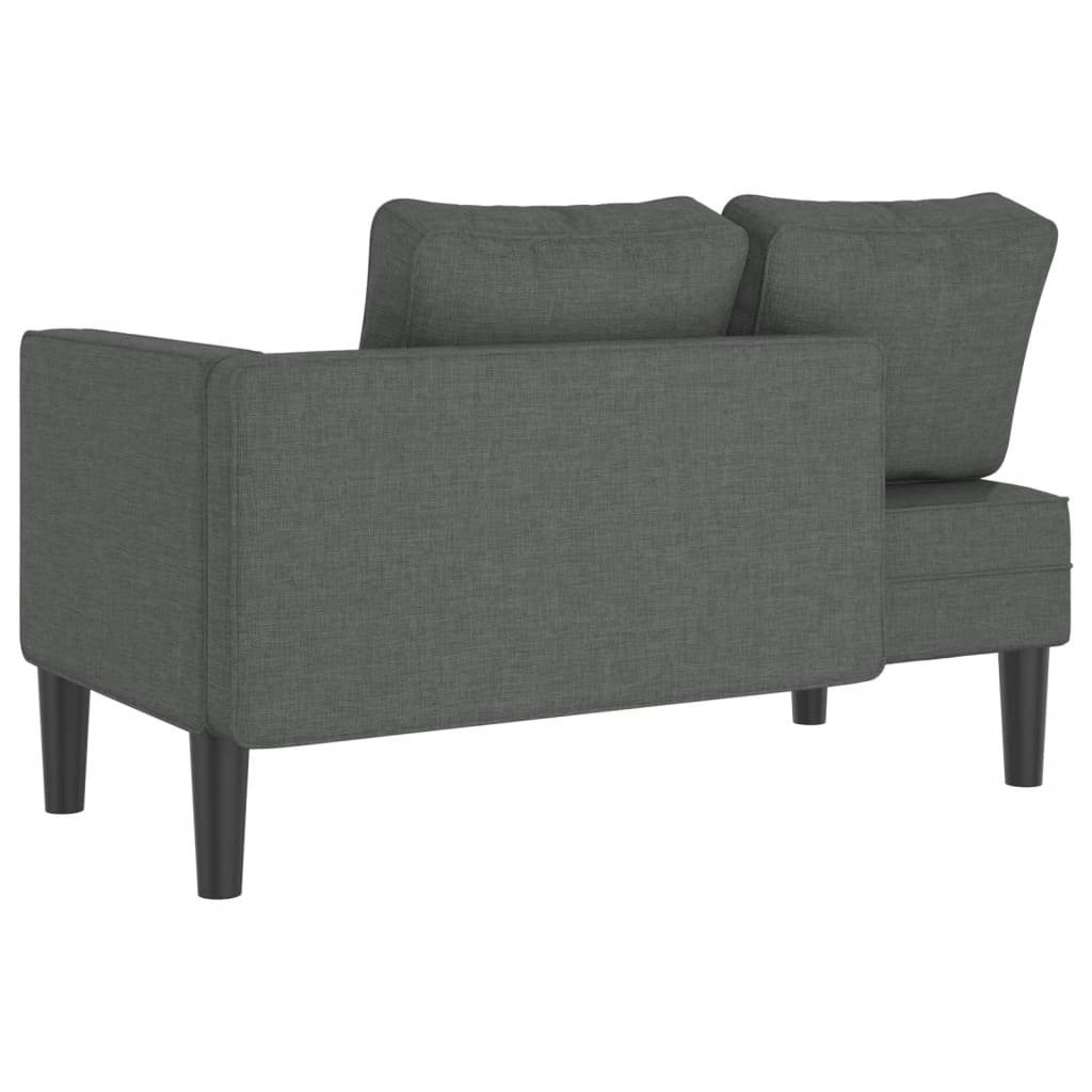 Chaise longue met kussens stof donkergrijs