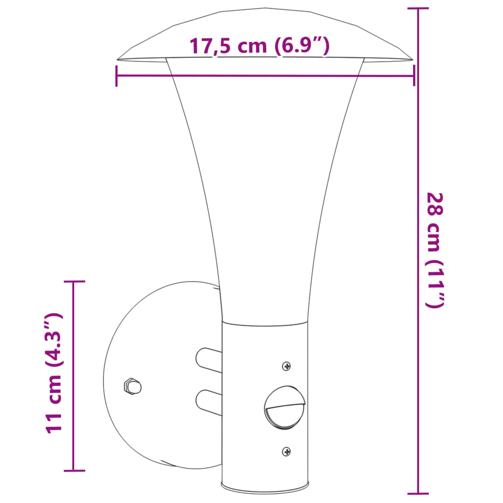 Buitenwandlamp met sensor roestvrij staal zilverkleurig