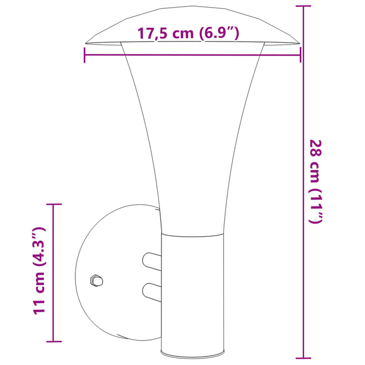 Buitenwandlamp roestvrij staal zwart