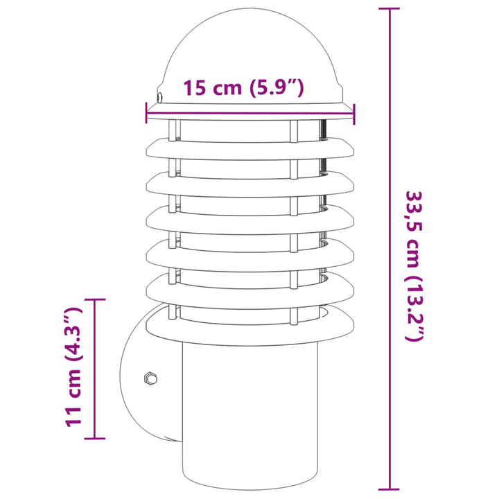 Buitenwandlamp roestvrij staal zilverkleurig