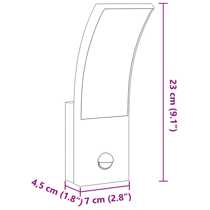 Buitenwandlampen 2 st LED met sensors gegoten aluminium zwart