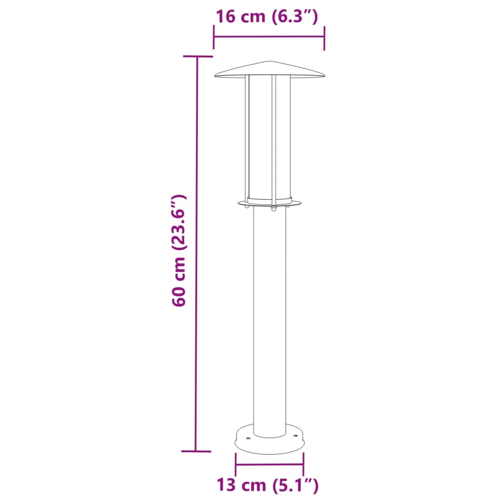 Buitenvloerlamp 60 cm roestvrijstaal zilverkleurig