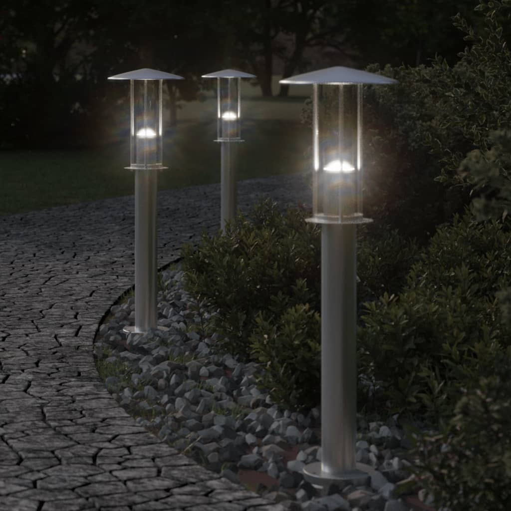 Buitenvloerlamp 60 cm roestvrijstaal zilverkleurig