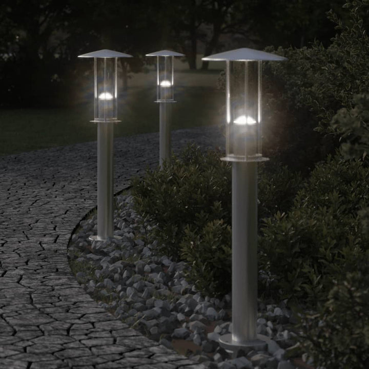 Vloerlamp voor buiten 3 st 60 cm roestvrij staal zilverkleurig