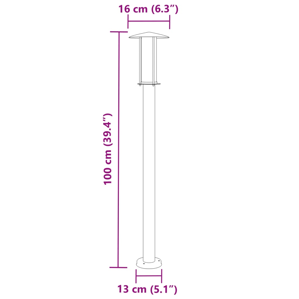 Vloerlamp voor buiten 100 cm roestvrijstaal zilverkleurig