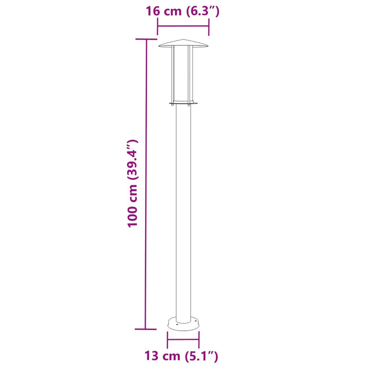 Vloerlamp voor buiten 100 cm roestvrijstaal zilverkleurig